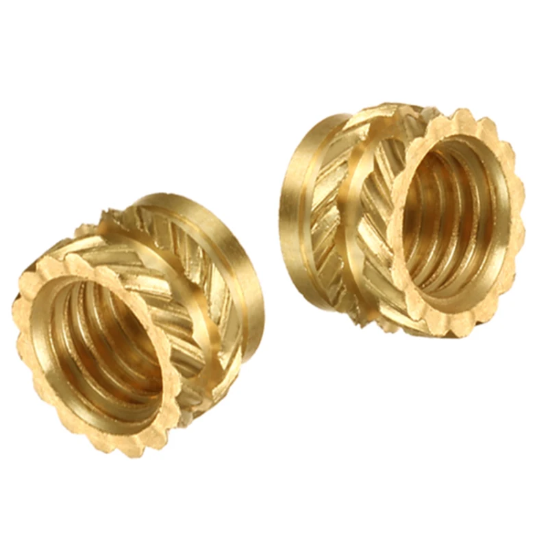 M2.5Brass Hot Melt Insert Nuts Heating Molding Copper Thread Insert Nut Double Twill Knurled Injection nut 261