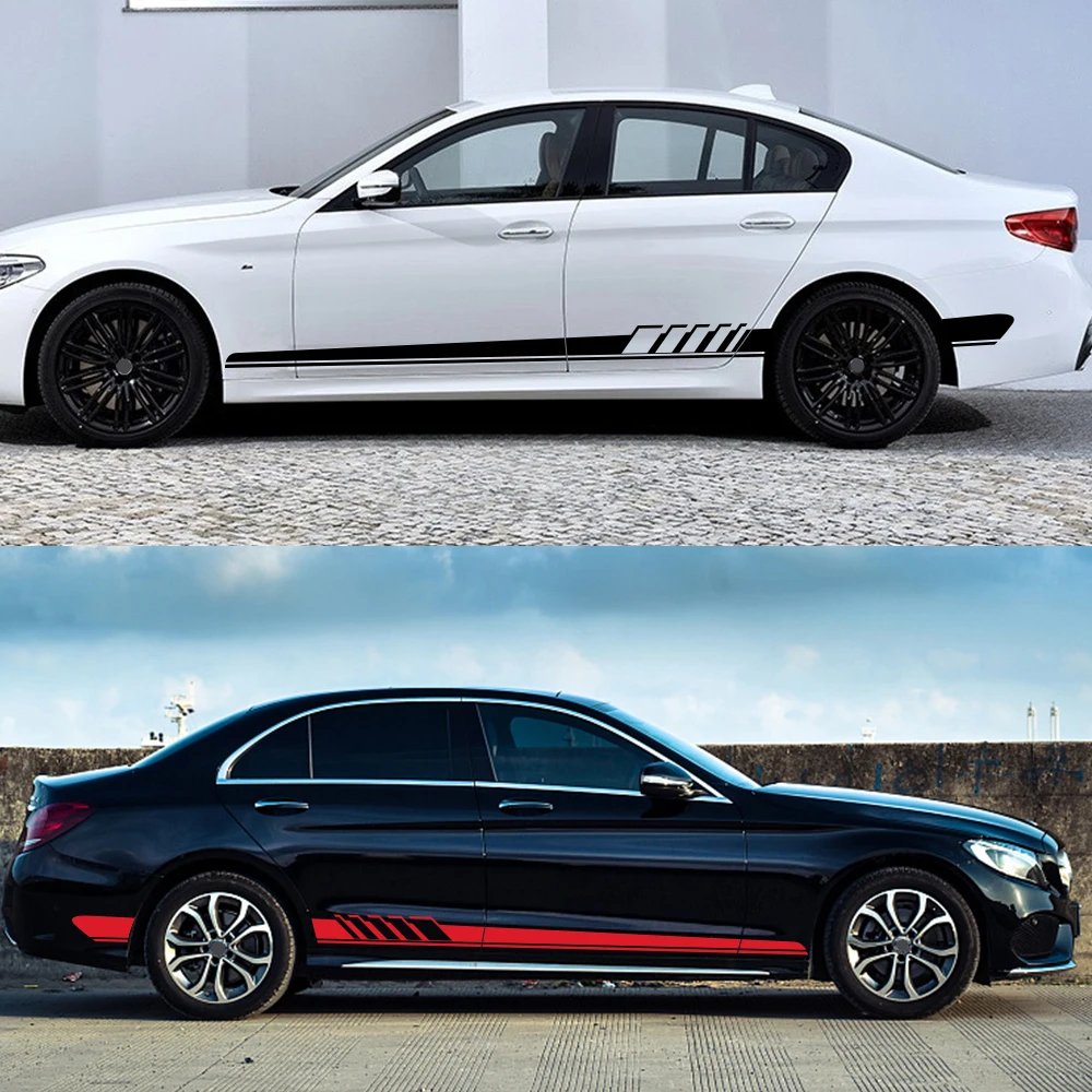2PCS Car Door Side Long  Stripe PVC Stickers For Renault Dacia Duster Logan Sandero Auto  Accessories Vinyl Film Decor Decals view 3