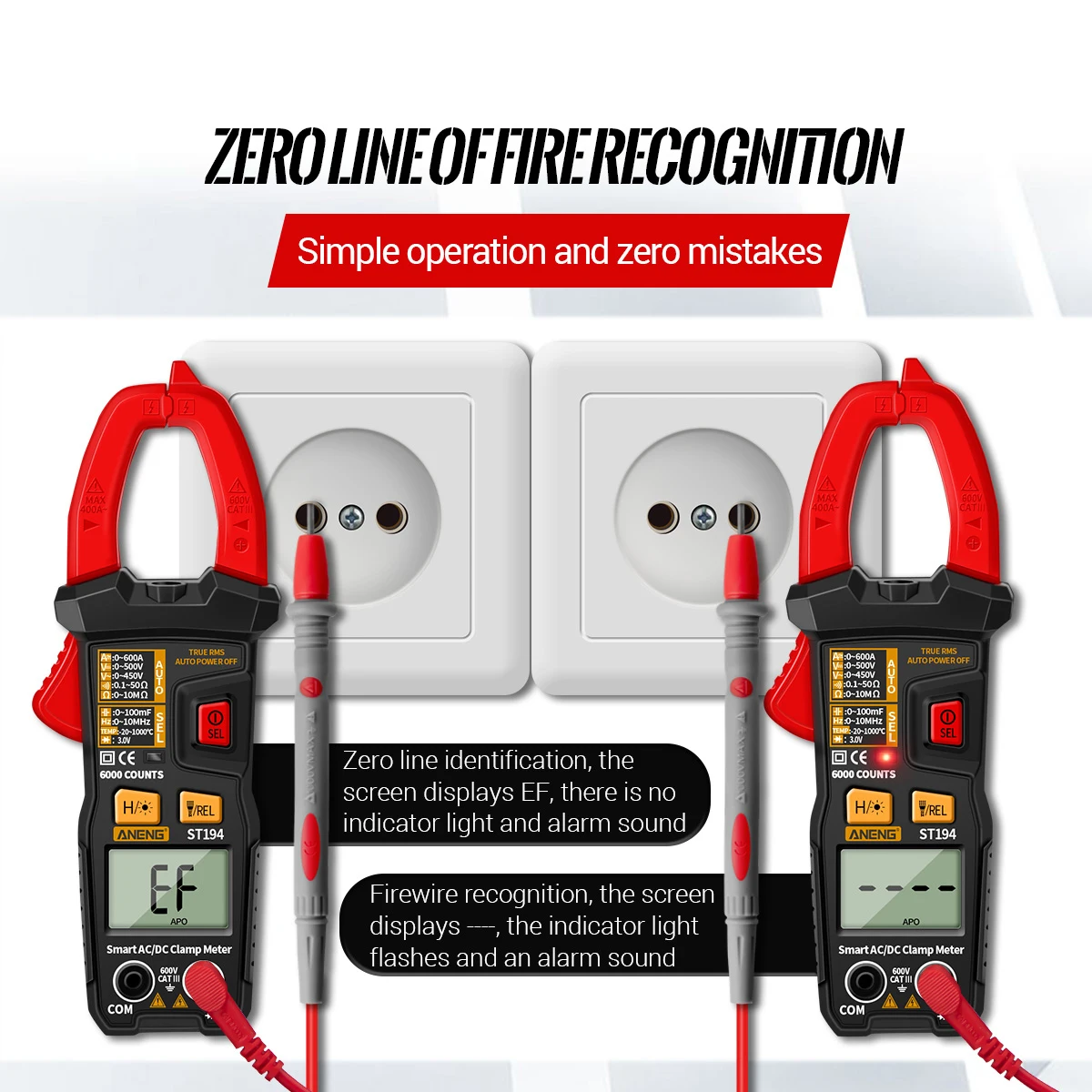 ST194 ST193 6000 Counts Digital multimeter Clamp Meter AC/DC Voltmeter Amp Meter True RMS Current Tester NCV Universal Meter