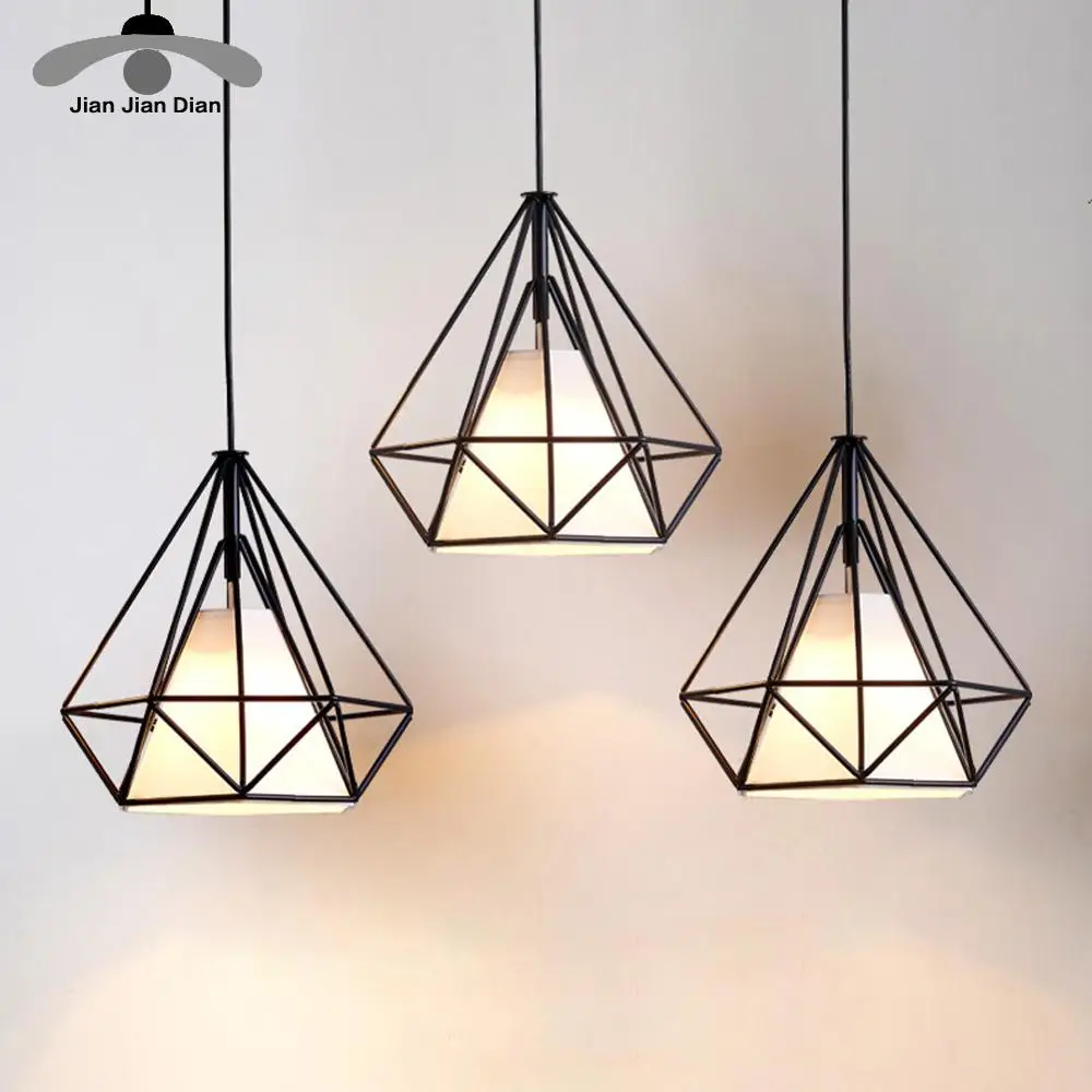 

Modern Pendant Light Black Iron Hanging Cage Vintage Led Lamp Bulb E27 Dining Room Restaurant Bar Counter Industrial Loft Retro