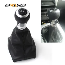 Luxury Genuine leather Car Gear Shift Knob Stick Pen Gaiter Boot Cover For Audi A4 S4 B8 8K A5 8T Q5 8R S Line 07-15 Chrome Ring