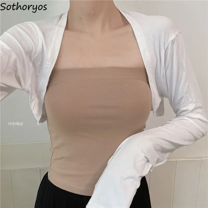 Solid Shrugs Women Slim Full Sleeve Gentle Outwear All-match Open Stitch Trendy Teenagers Crop Top Hot Girls Sexy Soft Females