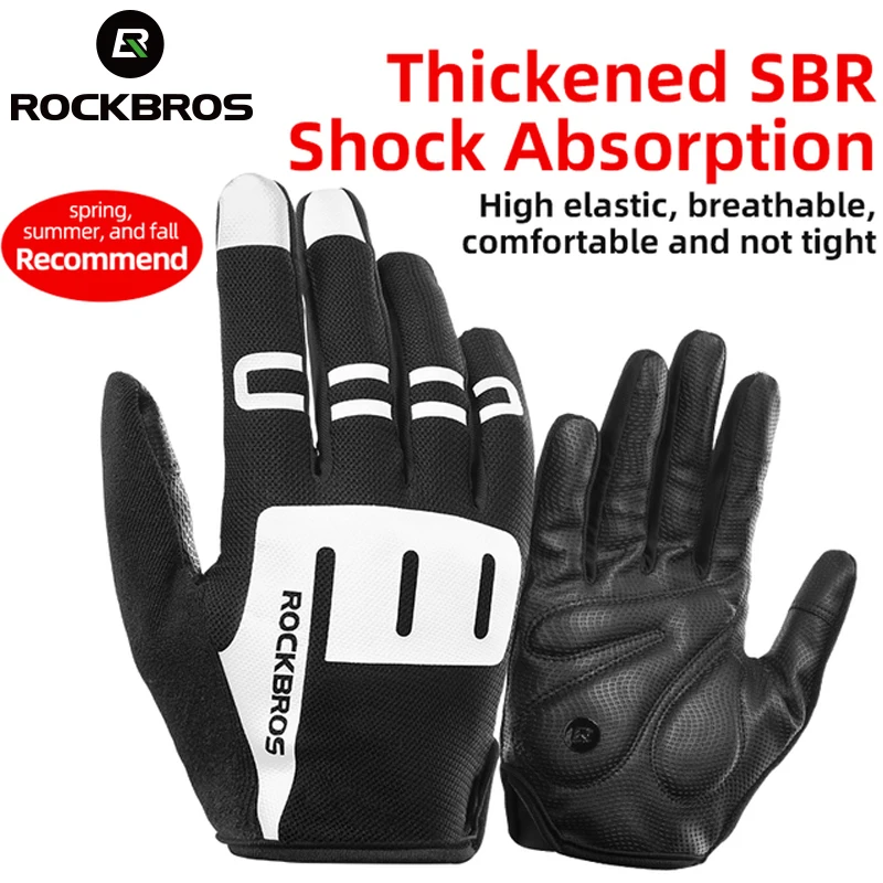 ROCKBROS Touch Screen Full Fingers Gel rower sportowy rękawice rowerowe MTB Road bike rękawice wyścigowe do jazdy wiosna jesień rękawica rowerowa
