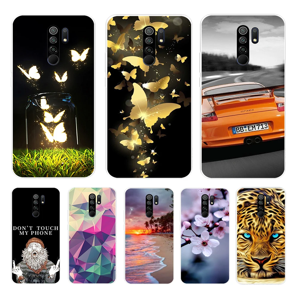 Cover For Xiaomi Redmi 9 Case Cat Flower Animal Cover Silicone Case For Redmi 9 redmi9 Cover Bumper Shockproof Phone Case Coque