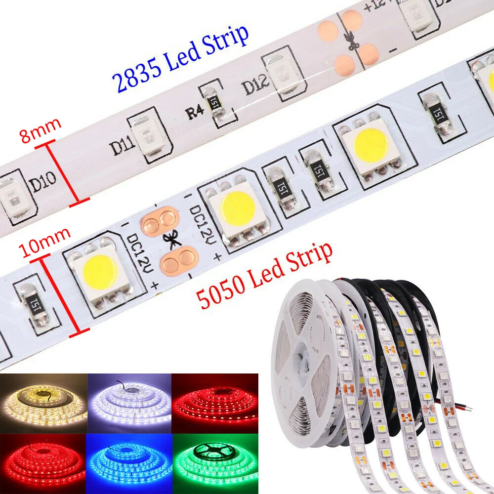 5M LED diody na wstążce wodoodporna 12V 5050 biała taśma LED 60 leds/m 120 leds/m elastyczna lina RGB 2835 Luces LED lampa do wystroju pokoju