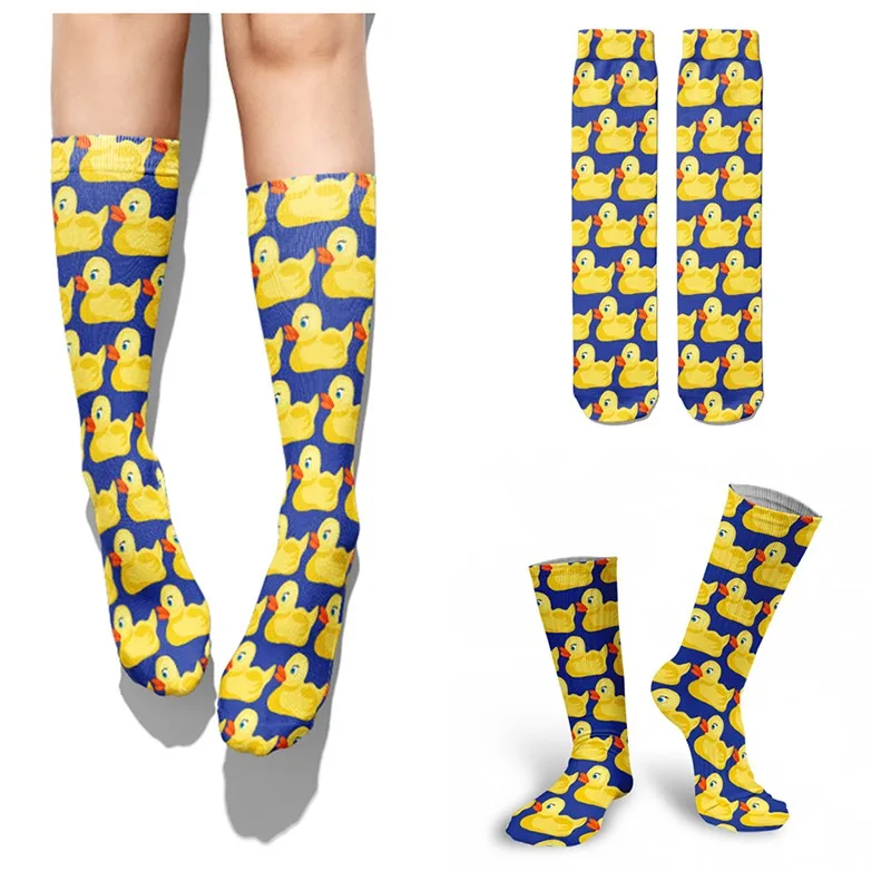 Calcetines con estampado de dibujos animados para Mujer, medias divertidas de pato, Harajuku, Kawaii