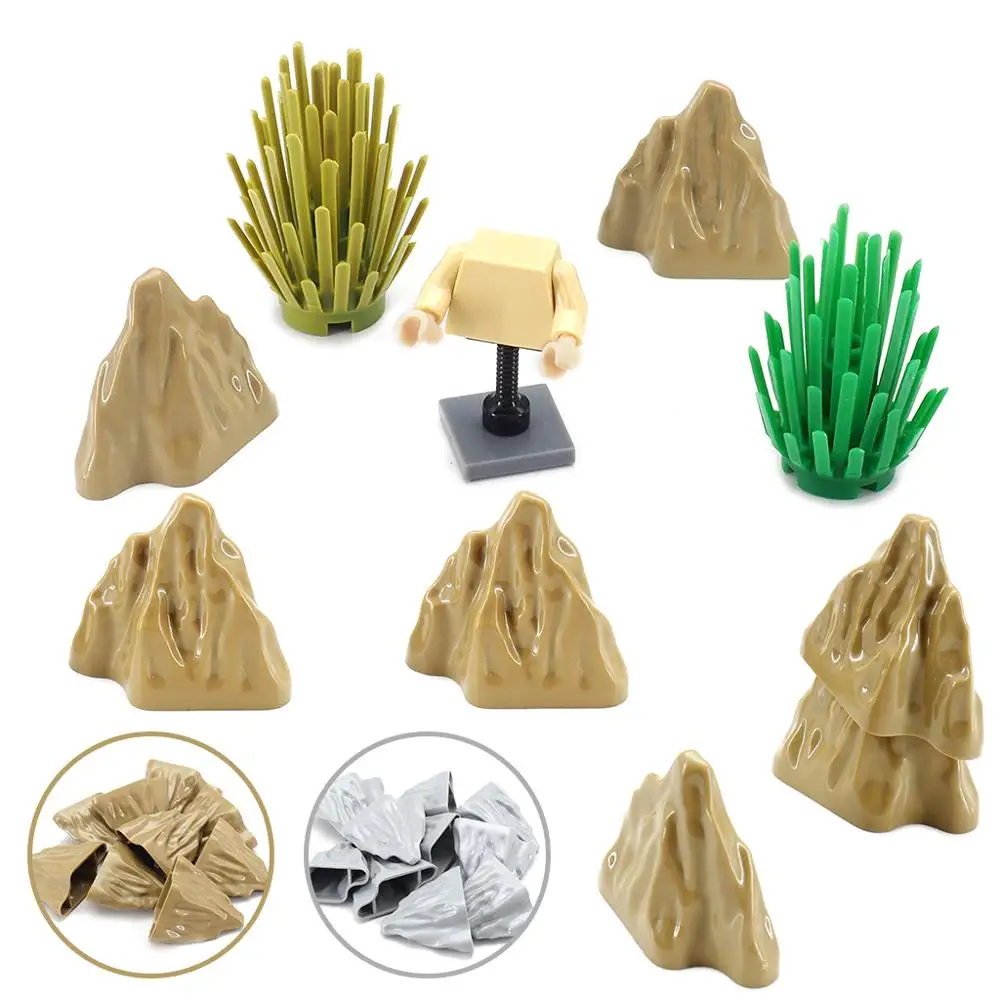 Field Mountain Building Block Accessories Assembling Moc City View Military Army Figures Combat WW2 Model Scenes Child Gift Toys
