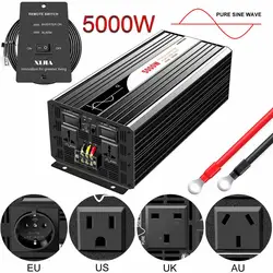 純粋な正弦波ソーラーシステム用インバーター5000W,12-24-48V DC〜110-220V,リモコンとデジタルディスプレイ付き