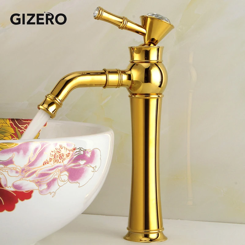 Golden Faucet Crystal Handle Basin Sink Mixer Deck Mount Swivel Spout Bathroom Hot Cold Water Tap Torneiras Banheiro ZR606