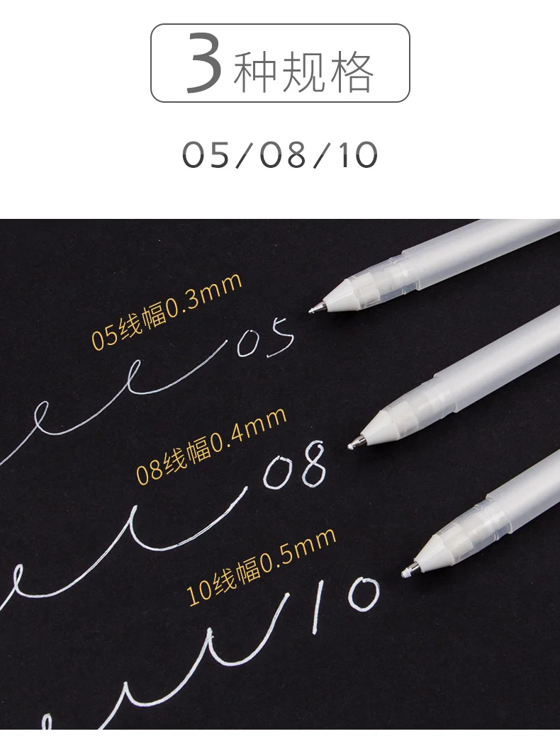 3 Stück SAKURA Gelly Roll Gelschreiber Highlight Marker für Journaling, Kunst, Zeichnen, klassische weiße Tinte, verschiedene Spitzen, fein, mittel, kräftig – Detail 13
