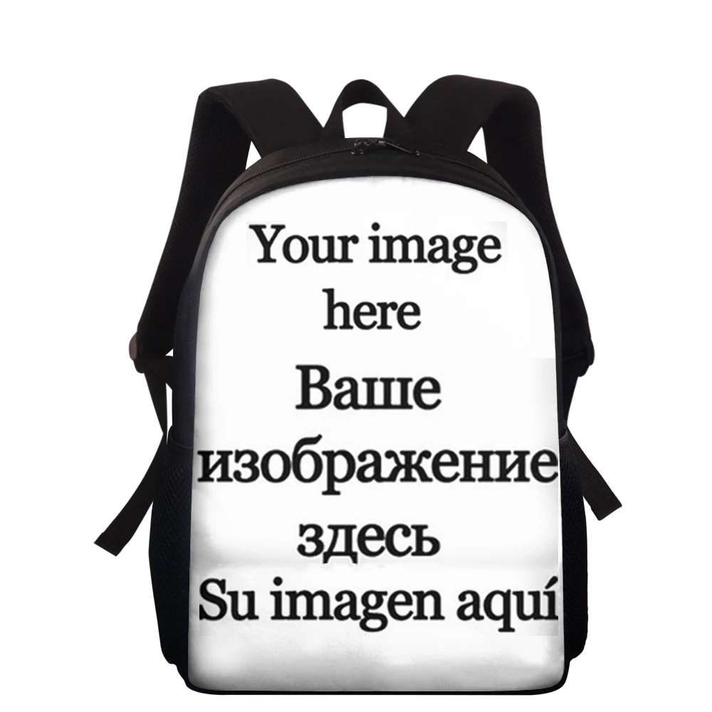 

15” large Backpack Custom Your Image 3D Pattern Student Book Bag Kids Backpacks Canvas Children School Bags for Teen Boys Girls