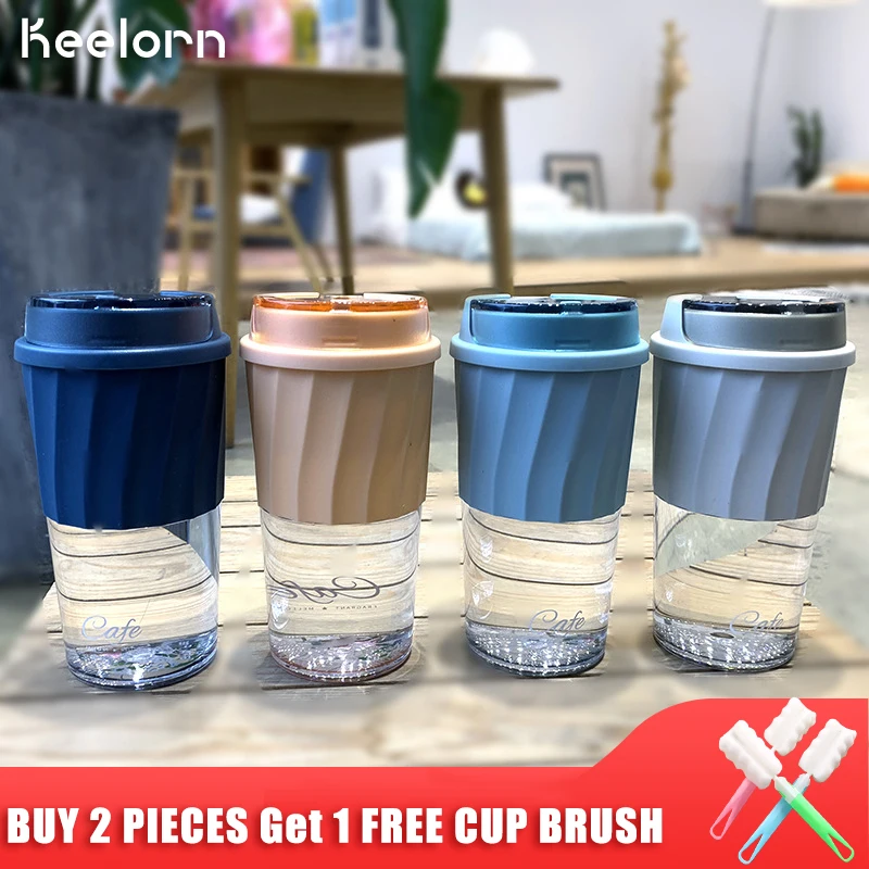 Keelorn 400ml Simple Style Plastic Coffee Cup Creative Insulated Tritan Plastic Water Bottle High Quality Portable Thermal Nice