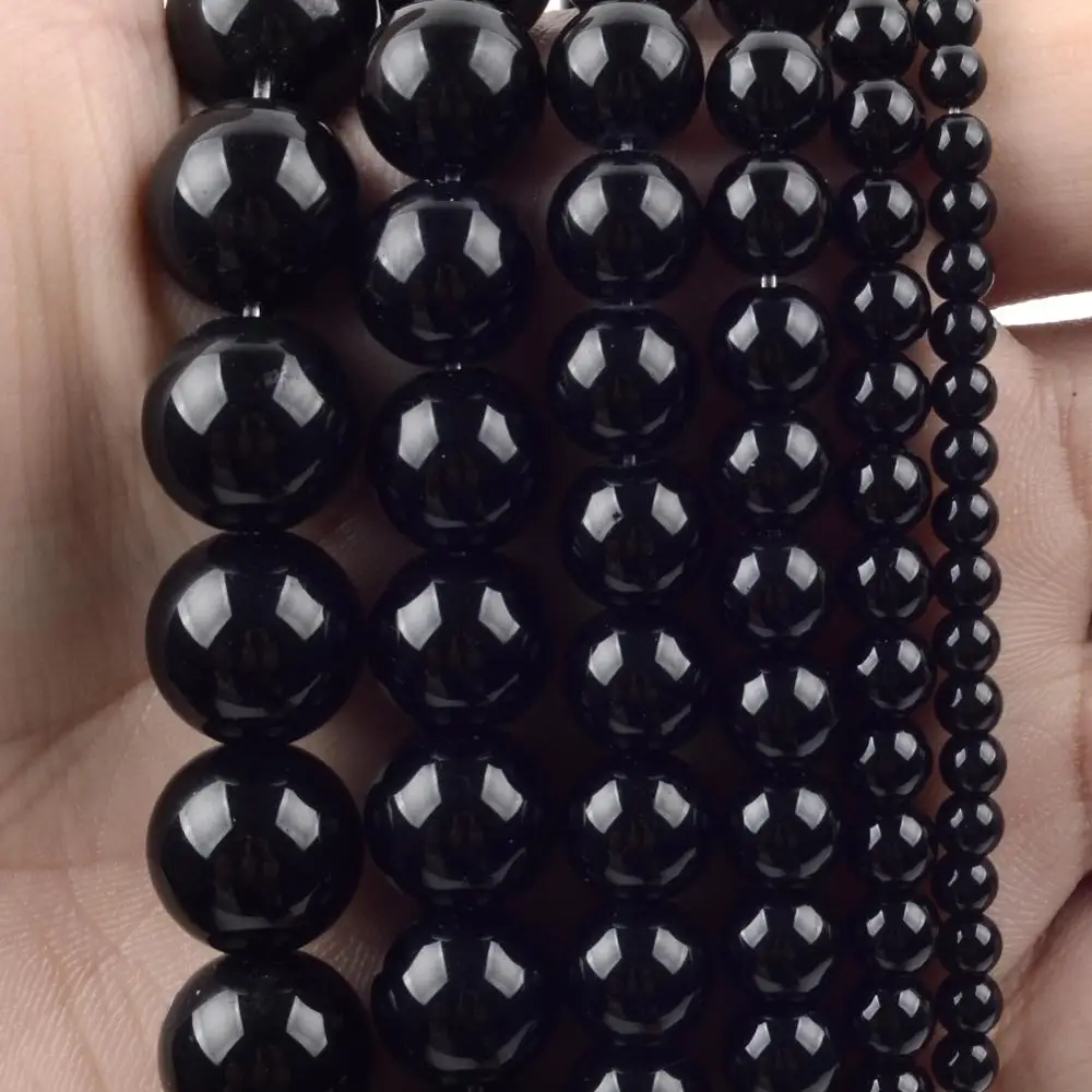 5A Natural Stone Smmoth Matte Black Agates Onyx Beads Round Loose Beads for Jewelry Making Diy Bracelet 4 6 8 10 12mm Wholesale