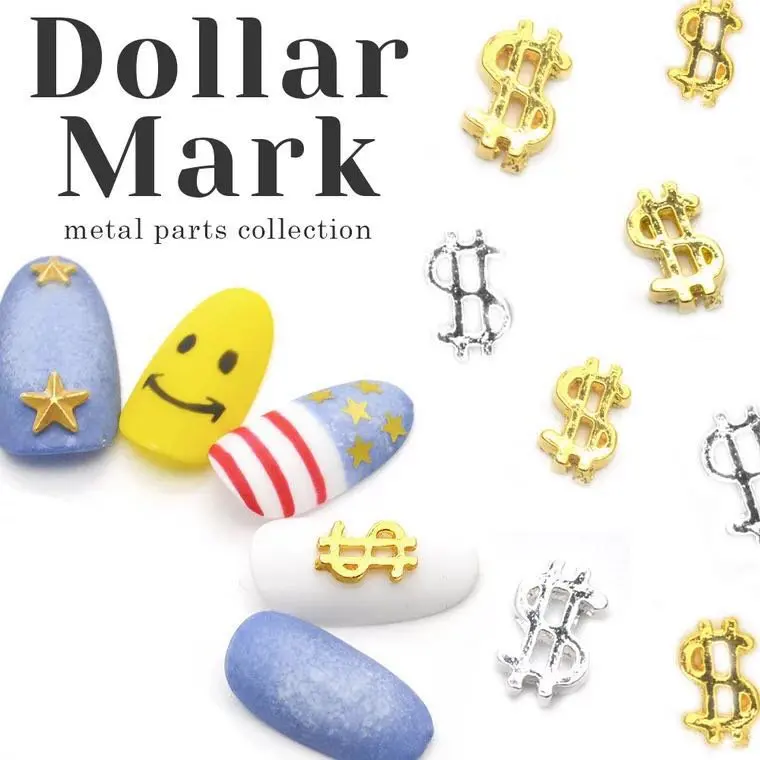 100pcs/lot 3D Gold Silver Dollar Coin Mark Metal Alloy Nail Art Nail Rivets Studs Manicure Nails Accessories Decorations Charms