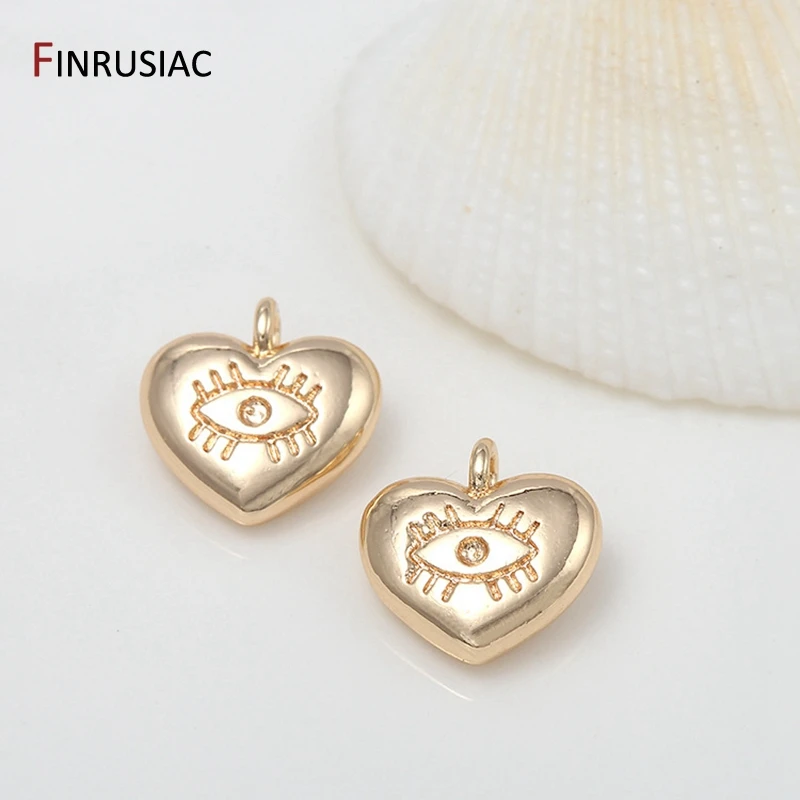 14K Emas Berlapis Mata Pola Desain Berbentuk Hati Hiasan Liontin untuk Membuat Perhiasan DIY Anting-Anting Kalung Liontin Aksesoris