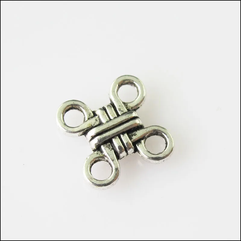 50 New Chinese Knot Connectors Tibetan Silver Tone Charms Pendants 10mm