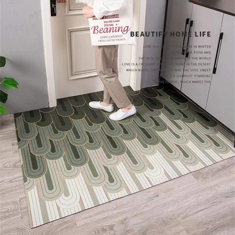 Modern Soft PVC Leather Carpet for Entrance Door, Anti-slip Mat for Bathroom, Kitchen Floor Area Rug, Home Decor, Living Room