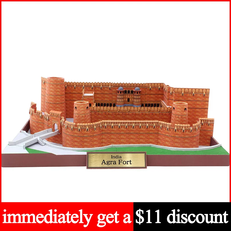 Índia agra fort realista dobrável 3d modelo de papel casa papercraft diy arte origami construção adolescente adulto artesanal artesanato brinquedos QD-183