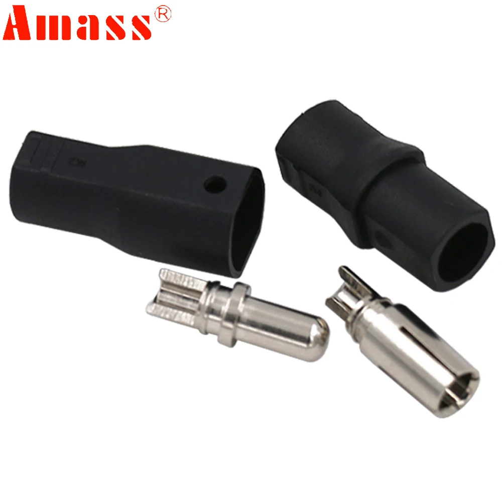 5/10Pair Amass SH4.0U DC500V 35A-50A 4.0mm Bullet Connector with Protective Sleeves For RC Lipo Battery ESC Motor Quadcopter