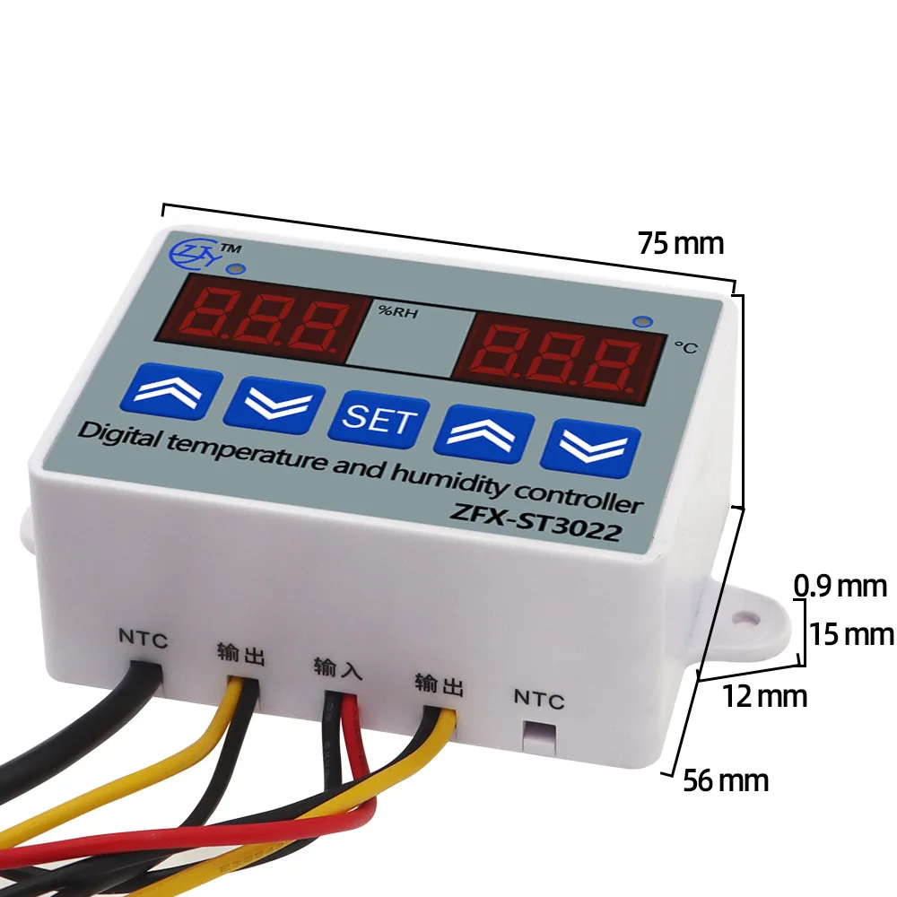 ZFX-ST3022 Digital Temperature and Humidity Controller Dual Thermometer Temperature Controller Dual Thermostat Incubator 40% off