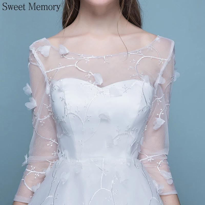 A8138 Sweet Memory Bruid White Lace Up Illusie Mouwen Gloor Lengte Trouwjurk Zwangere Vrouwen Hoge Taille Lange Trouwjurken