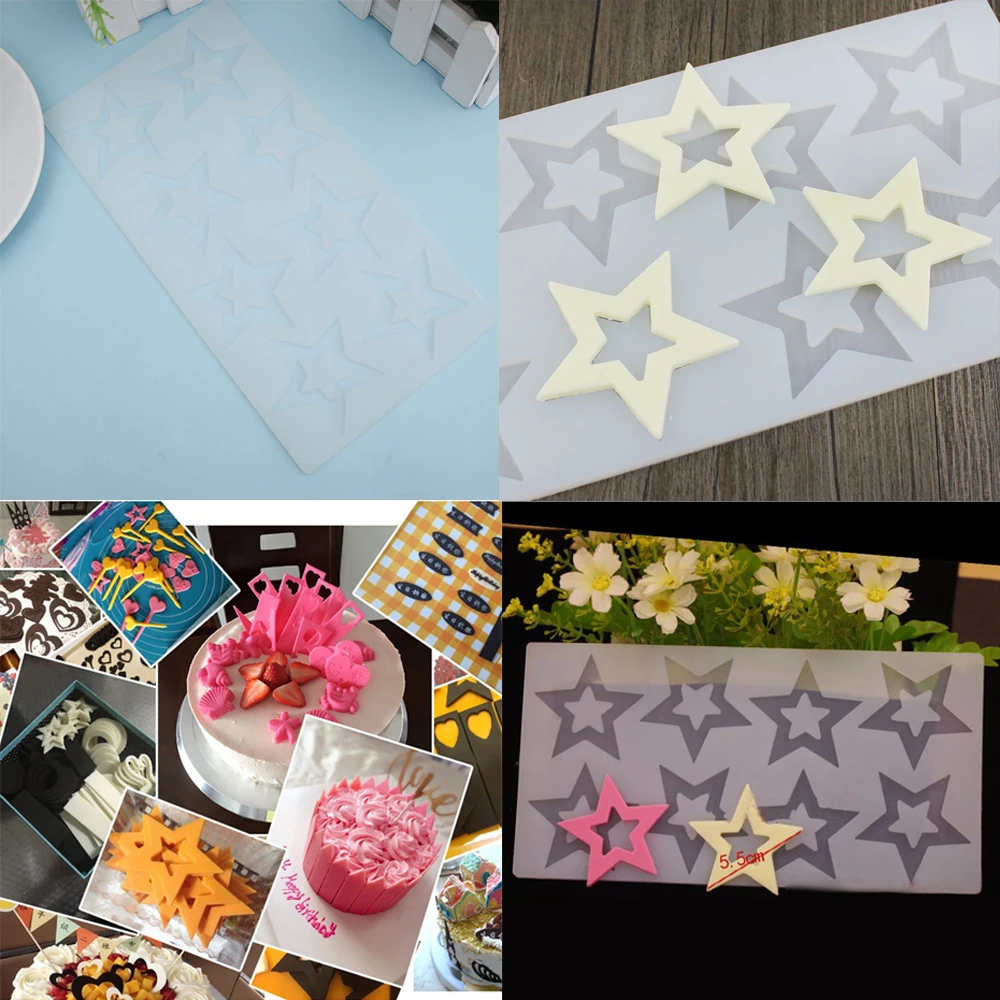 3D Star Shaped Wedding Cake Toppers Baking Stencil Non-stick Cake Mold Silicone Diy Mould Chocolate Cookie Mold Decoration 2022