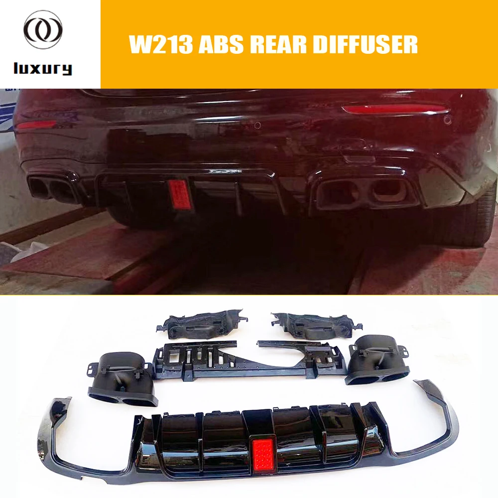 ABS Rear Bumper Diffuser with Exhaust Tips for Benz W213 E200 E300 E350 E43 E53 With AMG Package 2016 - 2020