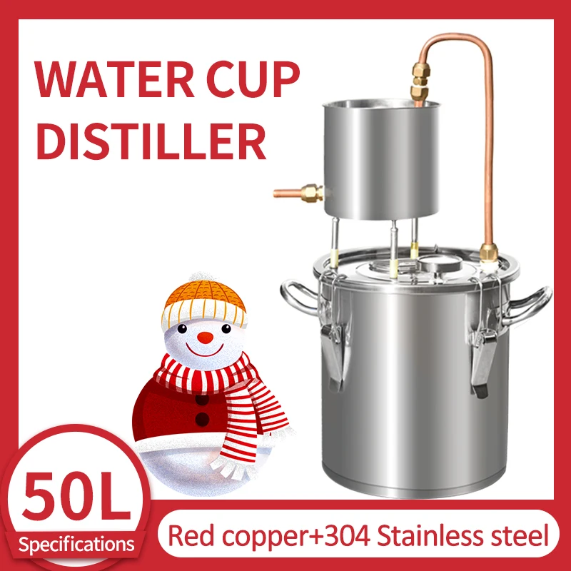 Distillateur d'eau en cuivre rouge, équipement de brassage à domicile, hydrolate critiqueux, whisky moonshine, huile essentielle, alcool, 50L