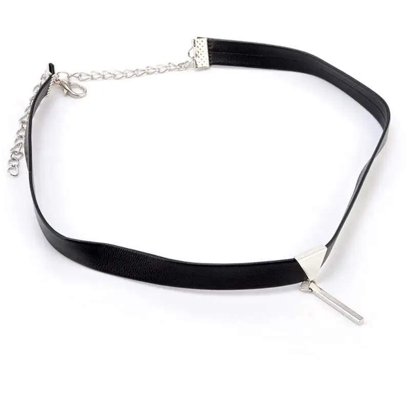 Black chokercollarbone Necklace Faux Leather Alloy Choker chain personality neck chain sexy black hipster accessory necklace