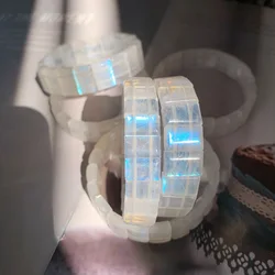 Natural Blue Light Moonstone Clear Rectangle Beads Bracelet 12x10mm Moonstone Women Men Healing AAAAA