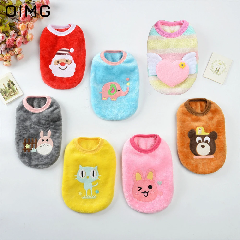 OIMG Winter Small Dog Clothes Warm Soft Flannel Dog T-Shirts Puppy Clothes Pet Shirts Spitz Pomeranian Chihuahua Cat Clothing