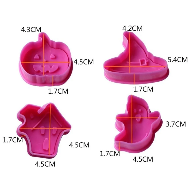 4Pcs Halloween Pumpkin Plunger Chocolate Cake Cookie Fondant Mold Party Mould Cutter Biscuits Stencil