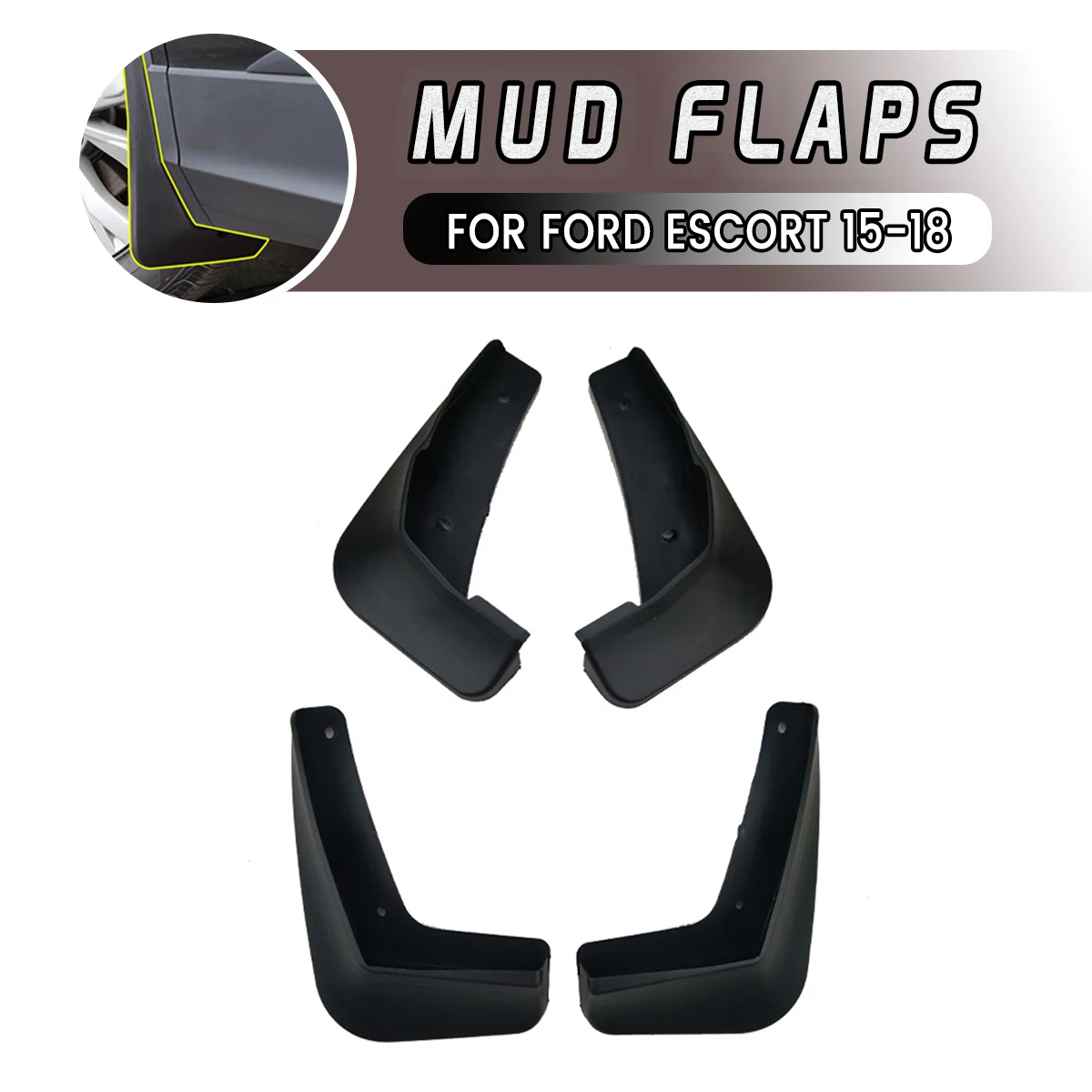 For FORD ESCORT 2015-2018 Car Front Rear Car Mudguards Fender Flares Mud Guard Flap Anti Splash Mudflaps Soft Good Tenacity