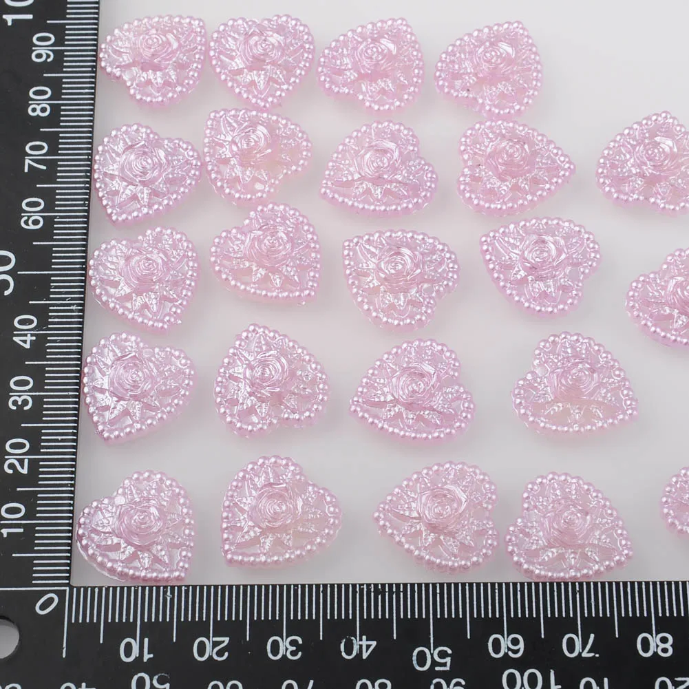BOLIAO Heart Shape 15Pcs 17*17mm( 0.67*0.67 in ) Pattern Purple Resin FlatBack Resin Delicate Clothes/Wedding Home Decor No Hole