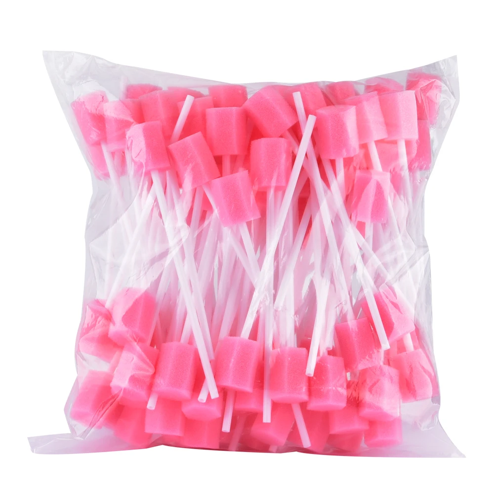 100 pcs Disposable Oral Swabsticks Unflavored Oral Care Sponge Swabs Foam Sputum Sponge Stick for Oral Medical Use