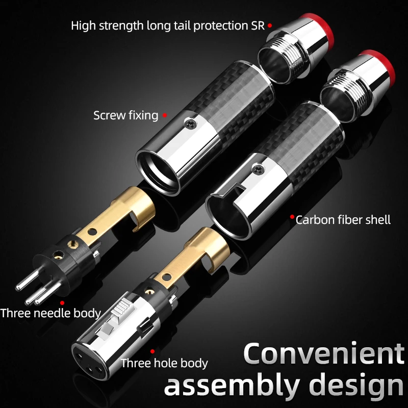 Imagem -05 - Fidelidade Xlr Plug Hi-end Fibra de Carbono Ródio-banhado a Cabo Xlr Conectores Masculinos e Femininos pa Tomada de Áudio Alta Fidelidade Diy Alta