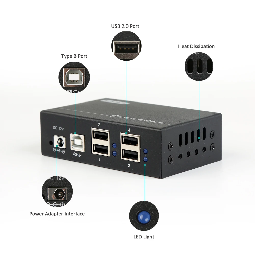 Imagem -03 - Sipolar Metal Usb 2.0 Hub de Alta Velocidade Portas Usb Divisor Adaptador Portátil Expansor Externo Doca Acessórios para Macbook Pro