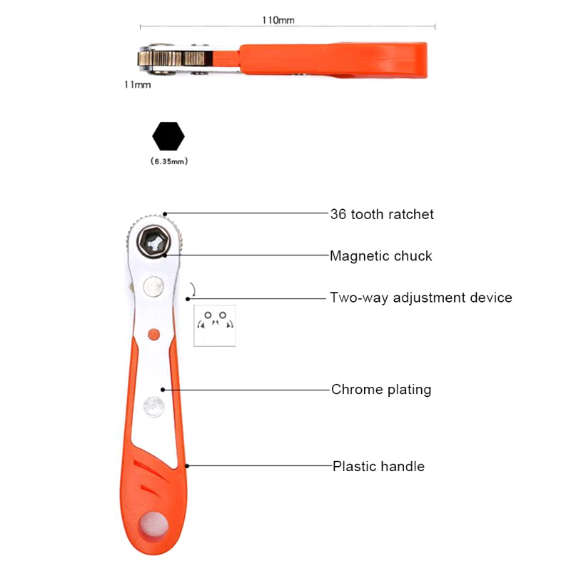 Portable Mini Magnetic Ratchet Wrench 1/4\