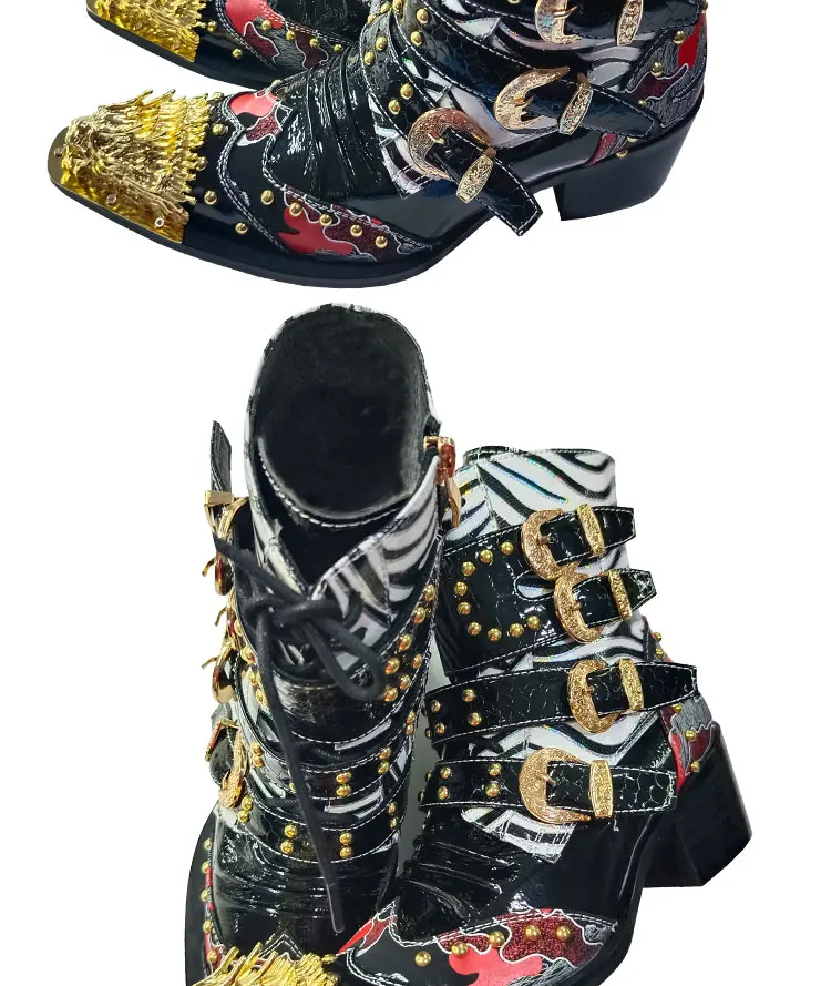 Frühling Männer High heels Stiefel Eisen kopf Spitze Erhöhen Serpentin Echtem Leder Business bankett Formalen leder stiefel Modell stiefel – Detail 9