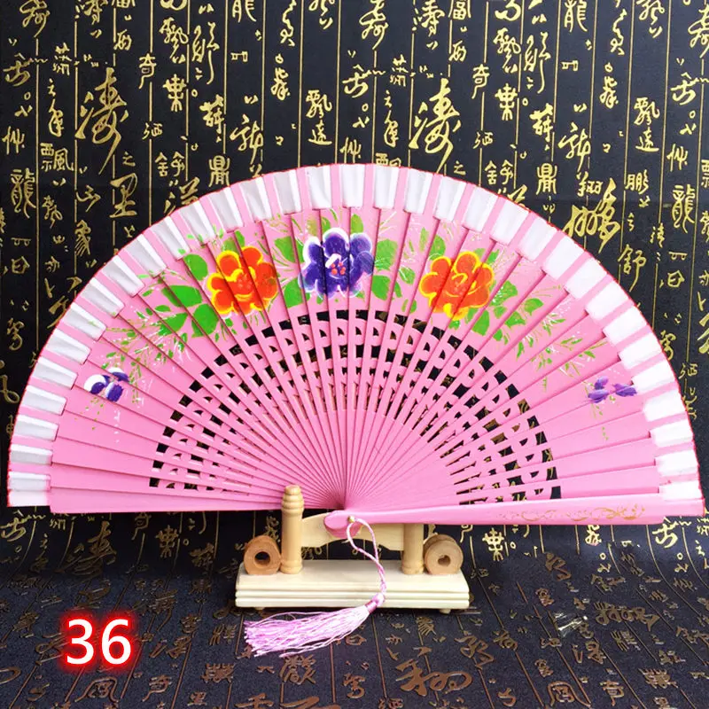 Hand-Painted Wooden Hand Fan Dance Folding Fan For Wedding Party Home Decoration Performance Accessories Gifts