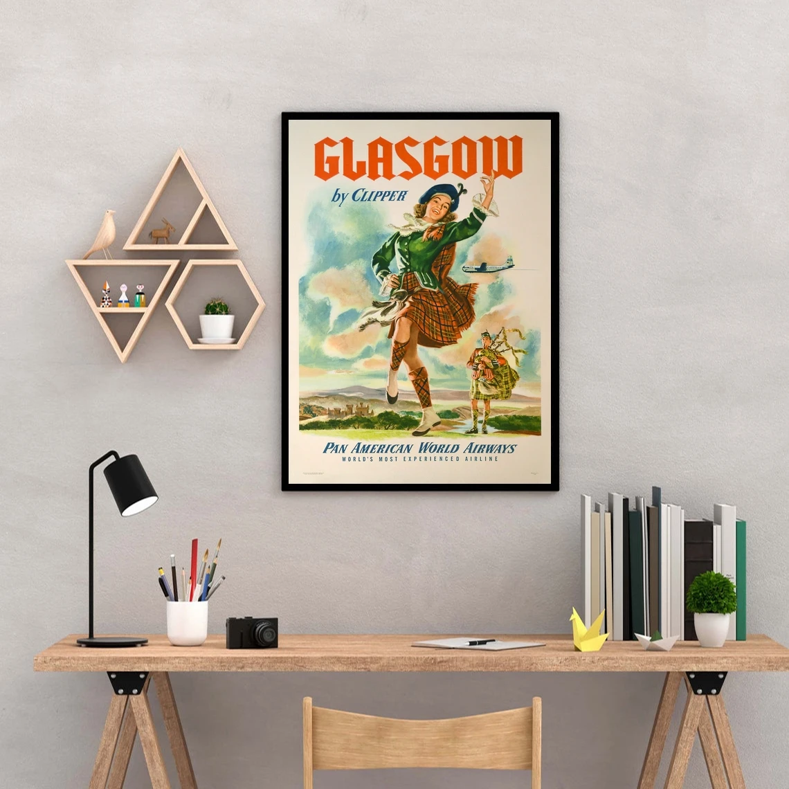 Glasgow Scotland Travel Poster Art Print Canvas Painting Wall Pictures Living Room Home Decor (No Frame)