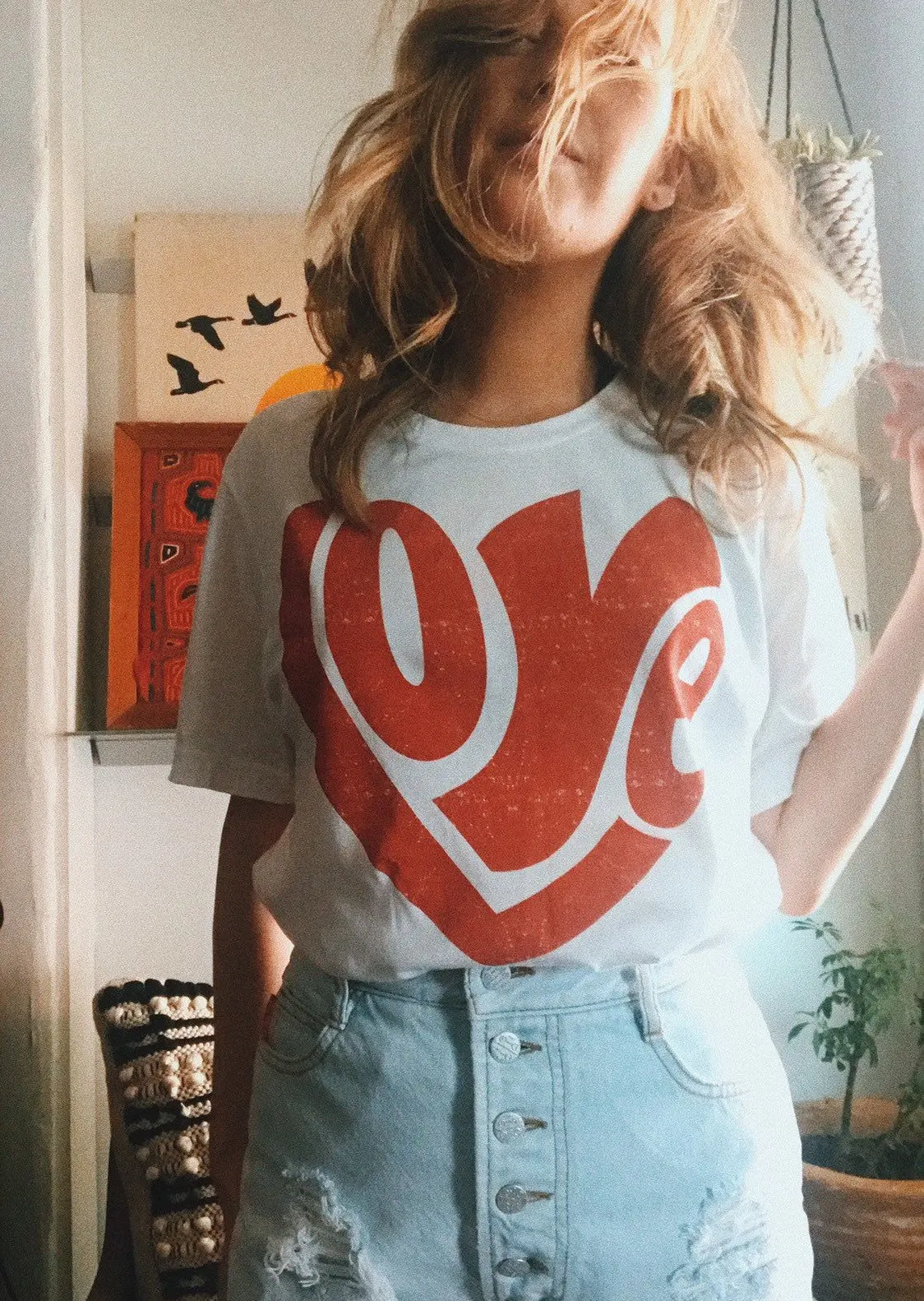 Cute More Love 90s Inspired Ladies Tee Summer Red Heart Design Graphic Tshirt Loose White Cotton Vintage Sweet Casual Tshirt