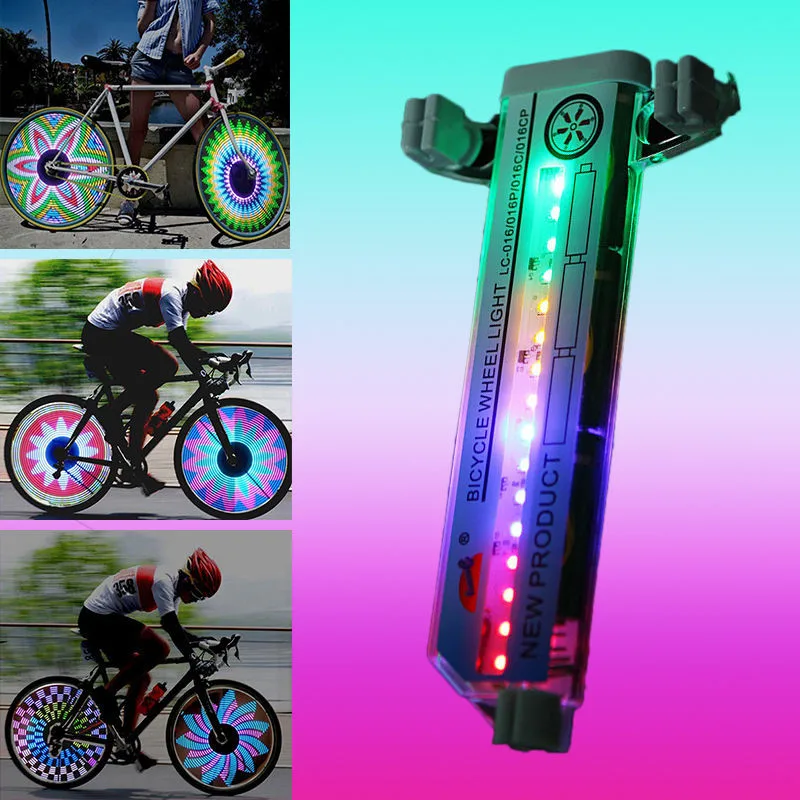 Bicycle Bike Tyre Tire Wheel Lights 16 LED Flash Spoke Light Warning Light Colorful Bicycle Lamp Wheel Light Bike Accessories