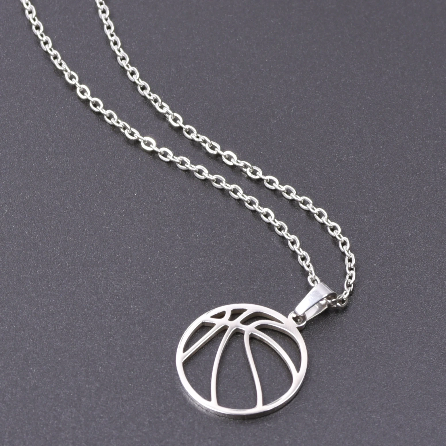 Fashion Ball Necklace Stainless Steel Jewelry Basketball No.24 Charm Pendant Necklaces For Women Men Sports Trinket Choker Gift