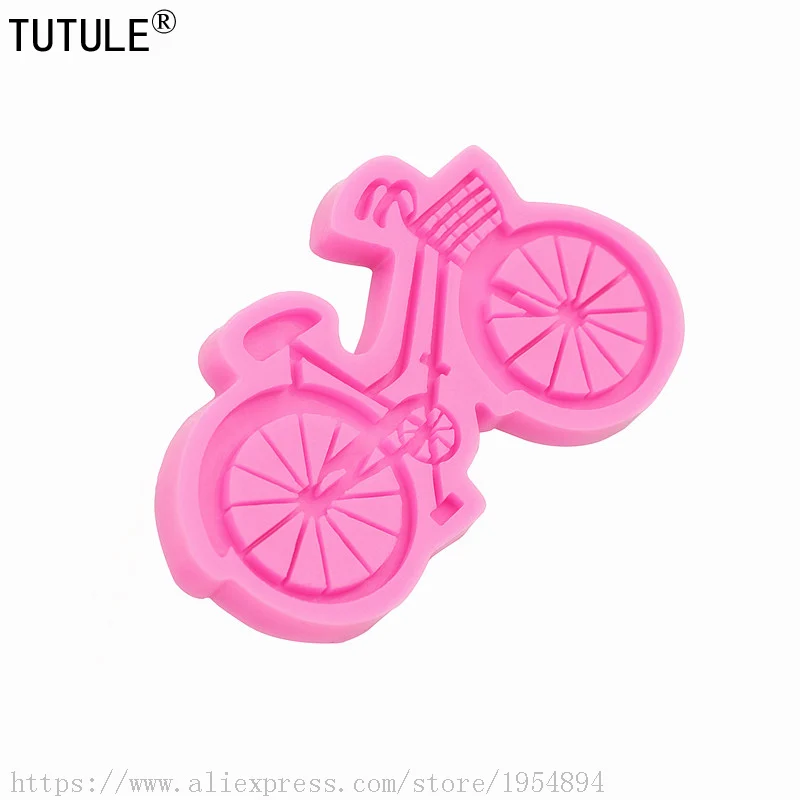 Shiny mirror bicycle keychain mold DIY jewelry pendant epoxy silicone mold aromatherapy plaster pendant decoration mold