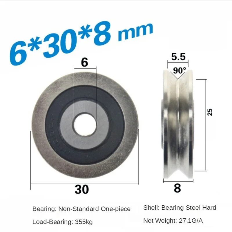 6*30*8mm V rowek rowek wszystkie stalowe koło pasowe Z6 prowadnica osadzone łożysko koło pasowe TU TV0630 tor przesuwny rolka napinająca