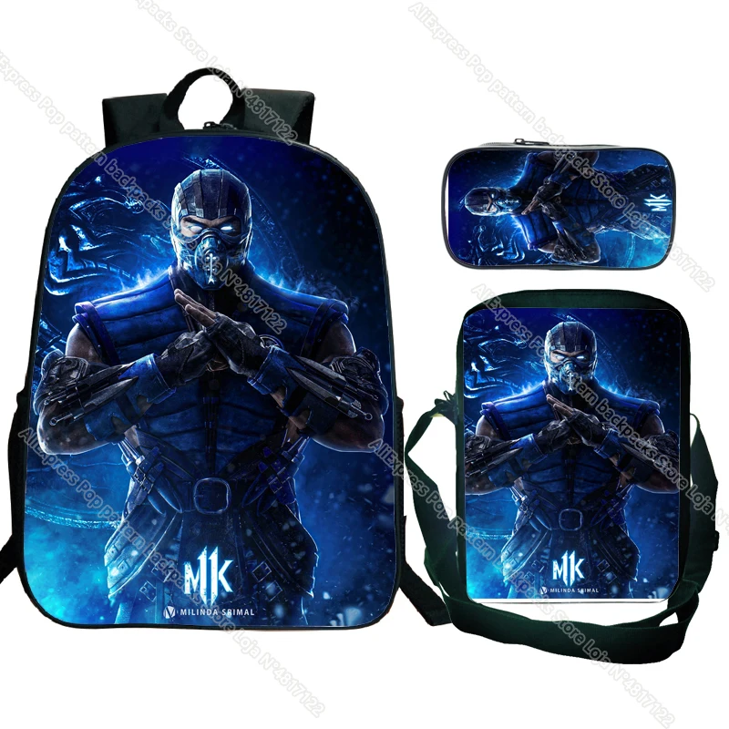 Imagem -04 - Conjunto Mortal Kombat Mochila Adolescentes Meninos Meninas Bolsas de Escola Ortopédicos para Crianças Estudantes Chlidren Bolsa de Livro Peças