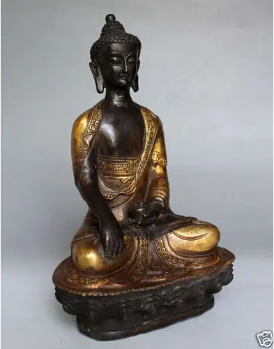 20CM Rare Tibet Tibetan Buddhism Bronze Hand-Carved Sakyamuni Buddha Statue