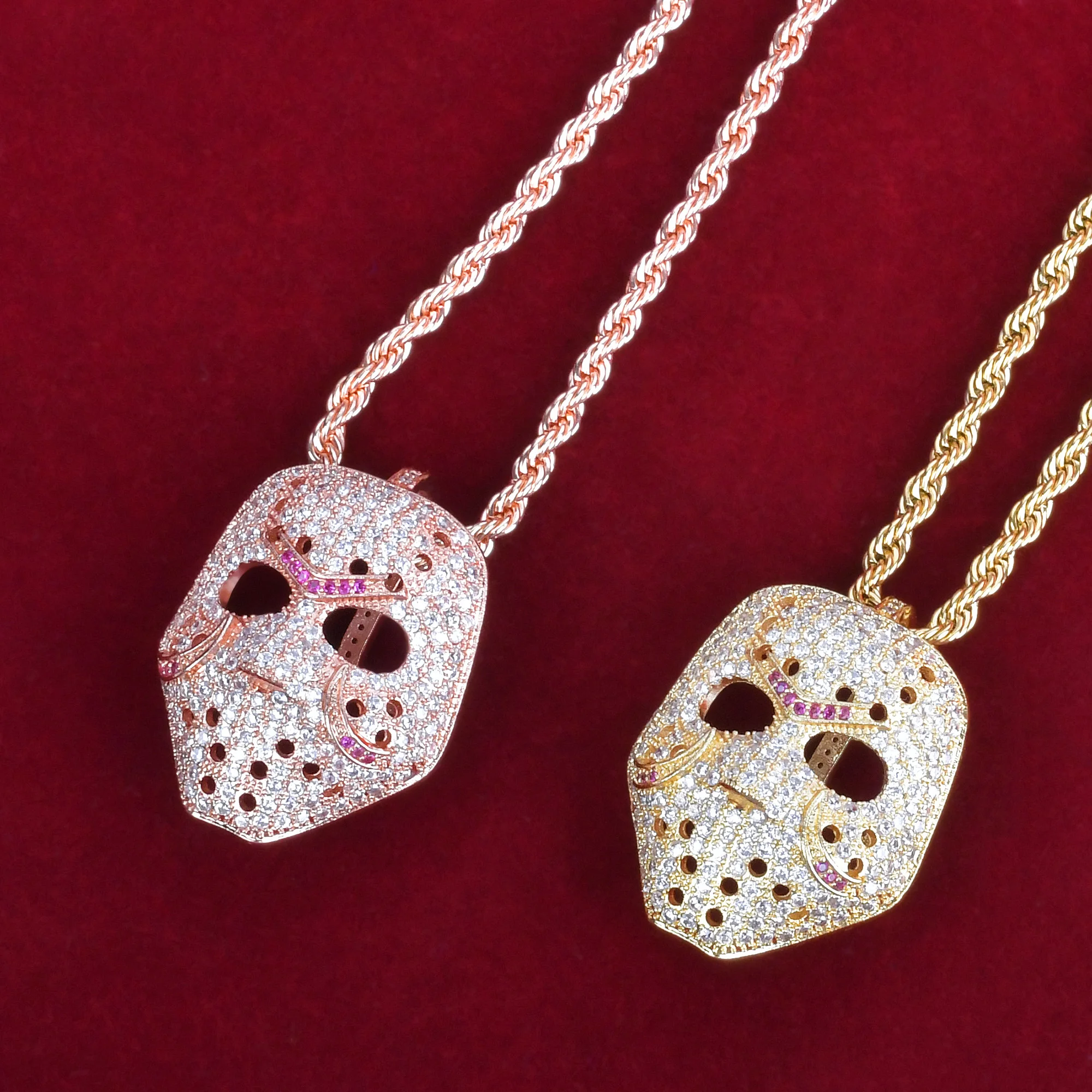 Mask Shape Pendant Necklace  Gold Color Hip Hop Rock Street Jewelry