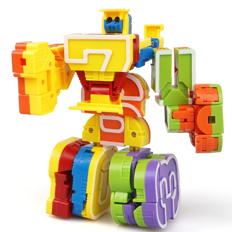 Magic Numbers Creative Blocks Assembling Educational Blocks Action Figure Transformation Robot Deformation English Letter Toys